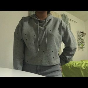 Gray Cropped Hoodie
